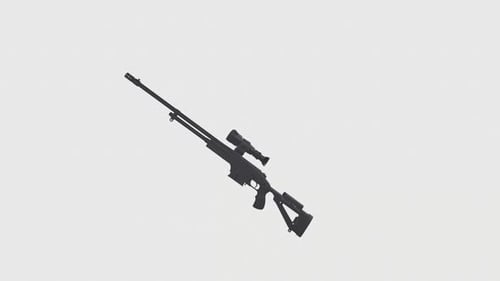Sniper Rifle rotation in loop on white background