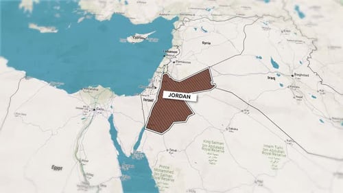 Jordan Country Map Animation with Highlight and Text Label