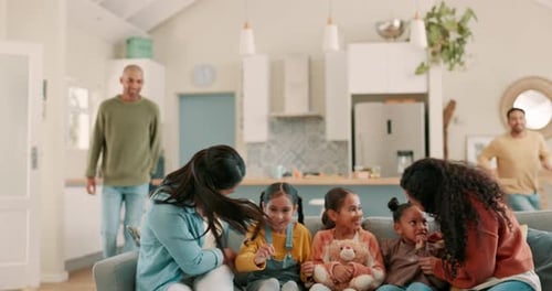 Multigenerational Family Poses on Couch Together