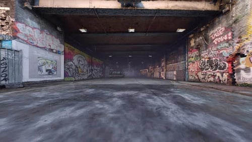 Passagem subterrânea urbana com grafite