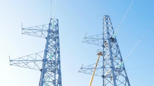 Power Line Workers Repairing Power Line