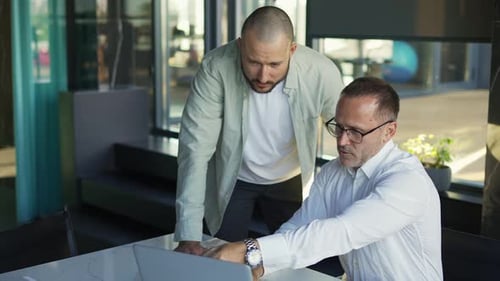 Happy Company Manager Handshake Promote Praise Male Intern Worker in Office Motivated Young Employee