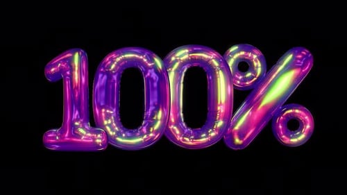 Iridescent 100 Percent Number Animation