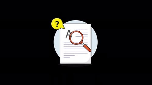 Animated Document Search with Magnifying Glass in Flat Design