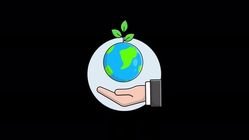 Hand With Globe. Green Planet Concept Animation Video - Transparent