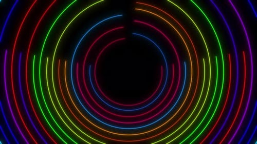 Different Color Changing Dynamic Loop Animation Neon Circle Shape Motion Design, Neon Thin Circle Sh