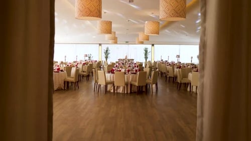 Elegant Banquet Hall Ready for a Wedding Reception
