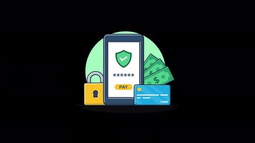 Smartphone Online Payment Security Flat Design Animation