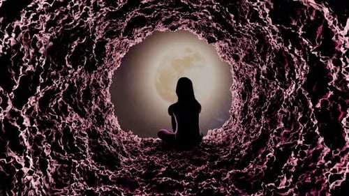 Girl Cave Meditation Full Moon