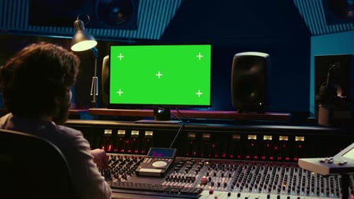 Der Tontechniker lernt, Tracks zu mischen und zu mastern, indem er sich Tutorials ansieht