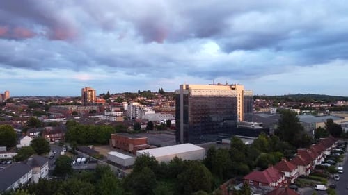 North London Suburb Sunset Captured in Rising Drone Footage