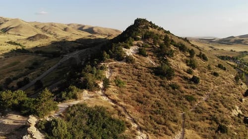 Picturesque Mountain Landscape and Golden Hills From Above