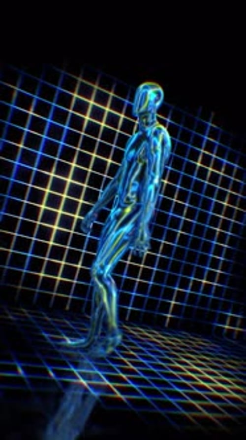 Walker-Porträt von Neonlichtgittern