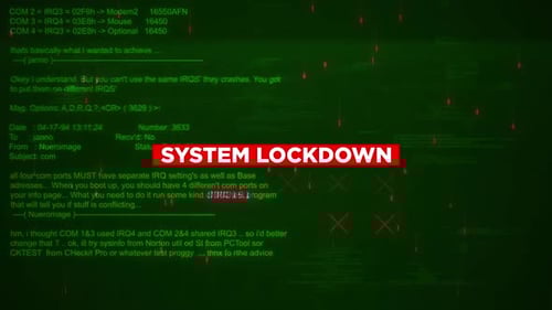 System Lockdown Warning Text On Hacking Background Screen V04