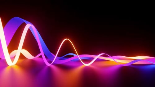 Dynamische Neonwellen pulsieren mit lebendiger Energie auf dunklem Hintergrund