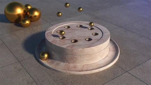 Geometric Golden Spheres Bouncing on a Marble Podium