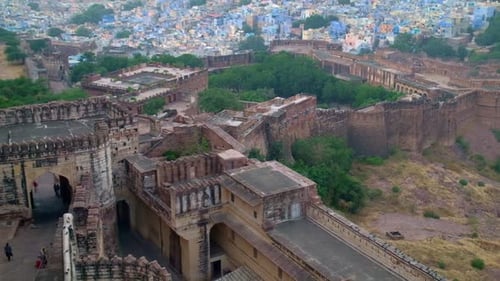 Houses and Roofs of Famous Jodhpur the Blue City View From Mehrangarh Fort Rajasthan India