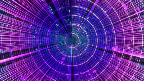 Abstract Circle Gird Retro Background. 80s Retro Loop Background. Cyber Retro Wave Loop 90s
