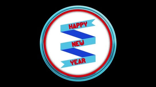 Rotating 3D Happy New Year Celebration Badge