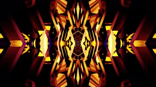 Orange With Cyan And Purple Neon Metal Kaleidoscope Vj Loop Background