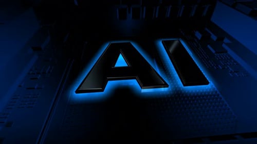 Animation with an Artificial Intelligence Board, Blue Lights, Innovation Design, Technology