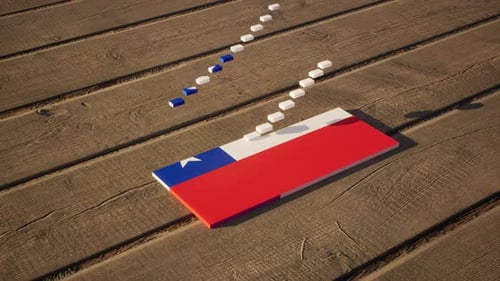 Chile Flag Forming with Domino Blocks Animation