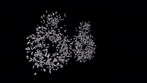Number 66 Made of Numbers with Alpha Channel. 3D Font Number Animation. Transparent Background