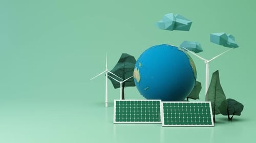 Low Poly Global Clean Energy Animation