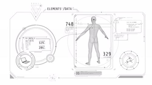Affiche animée abstraite avec des données d'exploration humaine