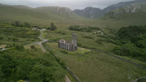 Ireland, county Donegal, Dun Luiche: ruins of the gothic church consecrated in 1853