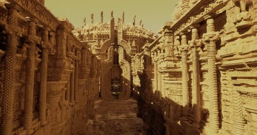 Ancient Temple Ruins Showcase Intricate Carvings in a Historical Site