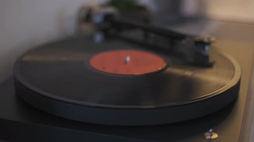 Vinyl Record Spinning on a Record Player