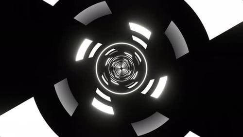 Schwarzweißes abstraktes Spirallicht im Tunnelhintergrund Vj Loop In 4K