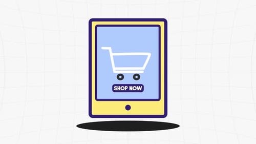 Flat Design Smartphone E-commerce Animation with Shop Now Button