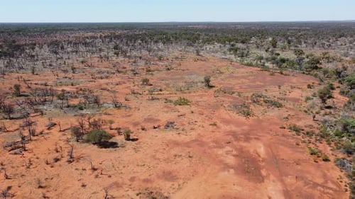 Drone descending in the very remote Australian Outback