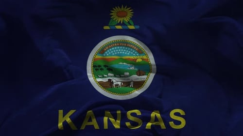 Realistic Kansas State Flag Waving Animation