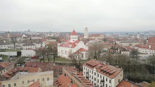 Vilnius Old Town Panorama With Landmarks (Rising View)