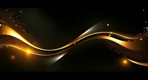 Elegant Golden Waves and Sparkling Particles Abstract Background