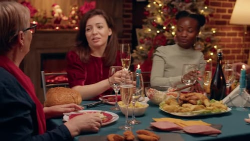 Family and Friends Celebrating Christmas at Home