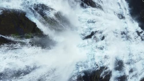 Huge Cascade of Water in the Mountains Beautiful and Magical Nature Landscape Waterfall in Iceland