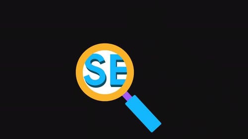 Minimalist Magnifying Glass Animation with SEO Search Text Reveal