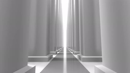 A room or corridor with columns in white tones.