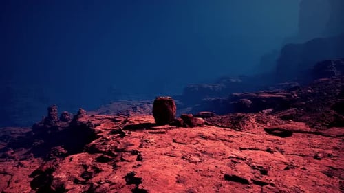 Red Planet Surface Landscape Under Dark Blue Sky