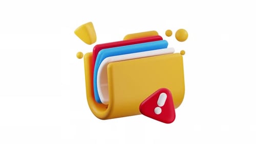 3D Animated Folder with Alert Icon