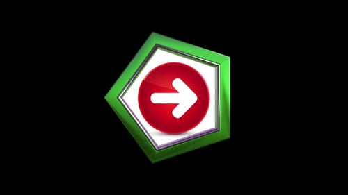 3D Rotating Arrow Button in Pentagonal Frame