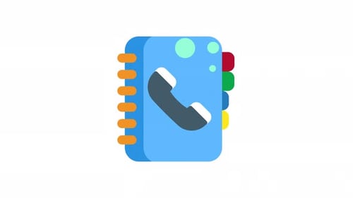 Classic Phonebook Icon: A Colorful Spiral-Bound Contact List