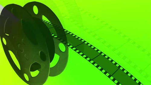 Film reel on green background