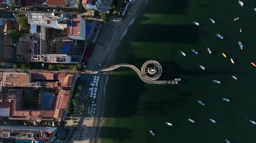 Playa De Los Muertos beach and pier close to famous Puerto Vallarta Malecon, the city largest public