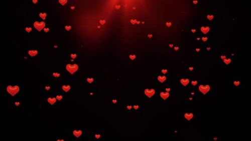 Romantic Red Hearts Particle Loop Background