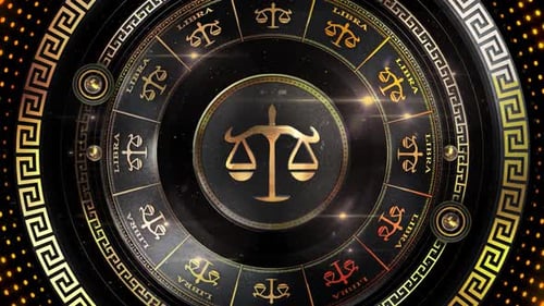 Luxurious Golden Libra Zodiac Symbol Loop Animation
